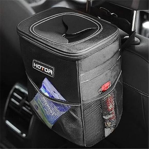 Car Trash Can with Lid and Storage Pockets - 100% Leak-Proof Organizer - Picture 7 of 7